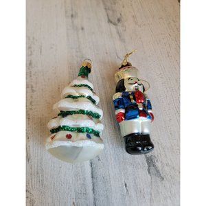 Nutcracker Christmas tree‎ blown glass ornament set light unique